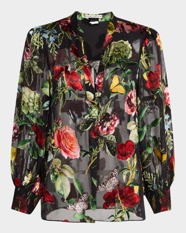 Sheila Floral Semi-Sheer Blouse